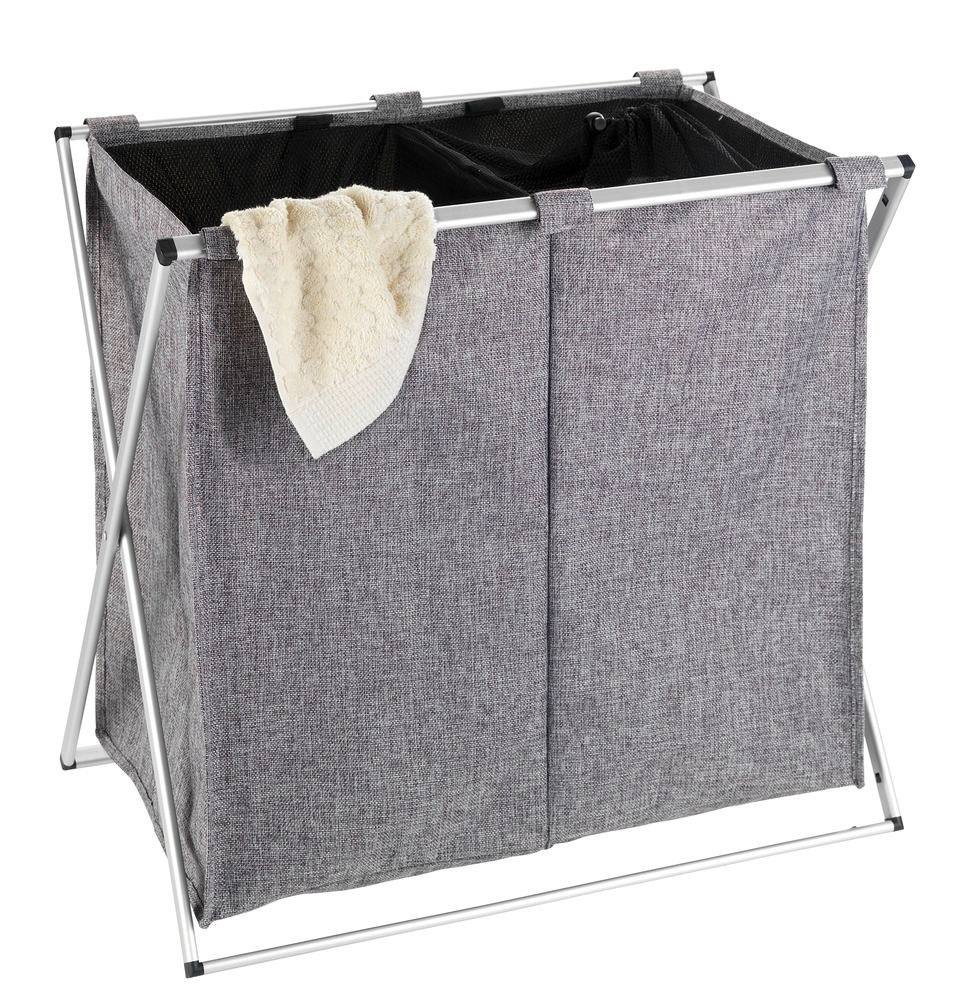 Panier à linge Duo gris chiné  Capacité : 120 litres