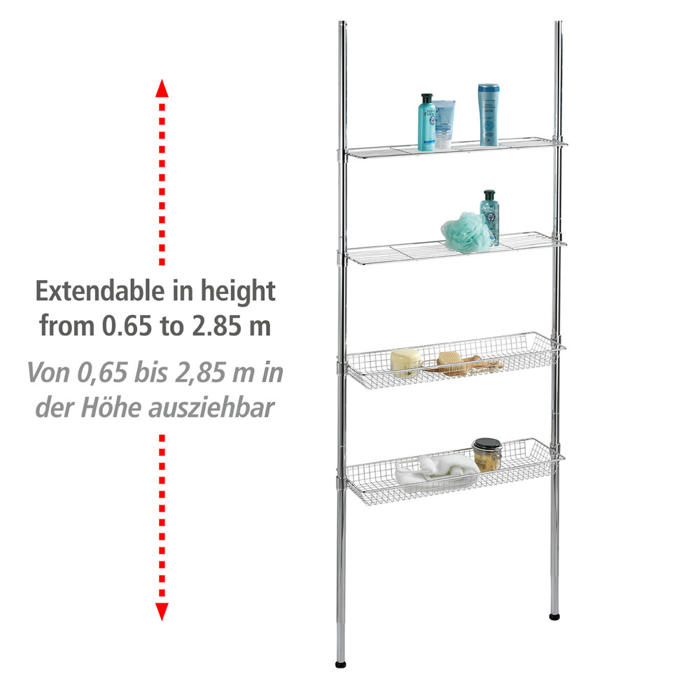 Étagère télescopique Ellera  extensible, 2 tablettes, 2 corbeilles