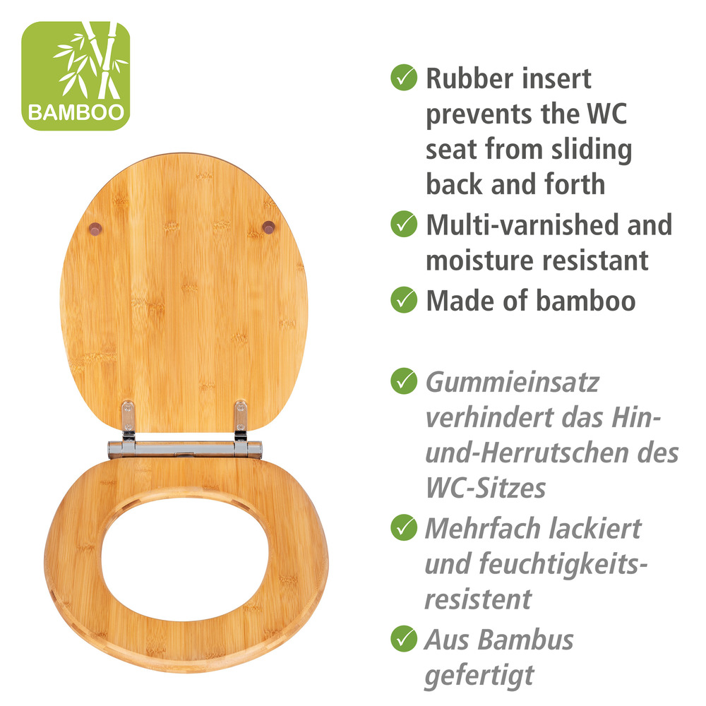 Abattant Bambusa Fix-Clip, Easy Close  en bambou