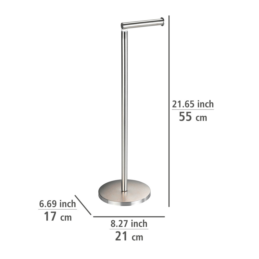 Dérouleur de papier hygiénique sur pied, en acier inox, 2-en-1, mat  acier inox