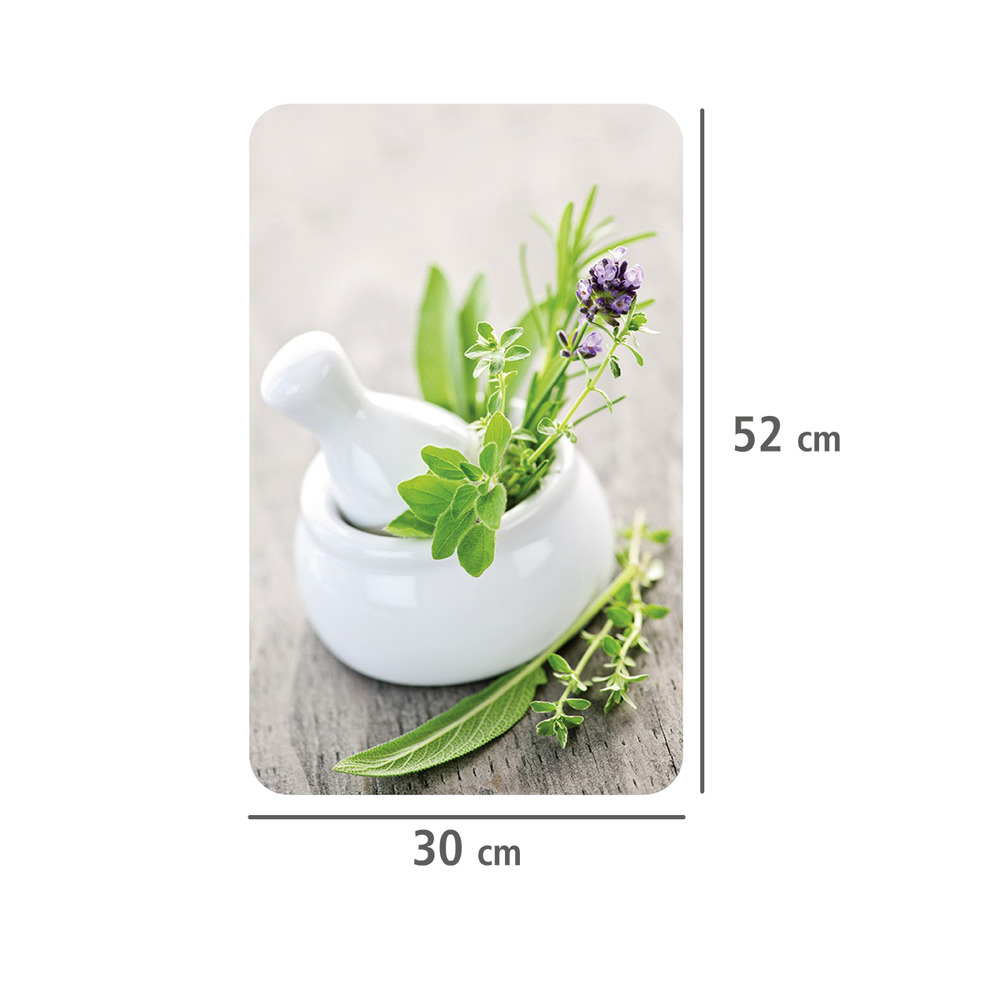 Plaque de protection en verre universel Herbes  pour tous les types de cuisinières