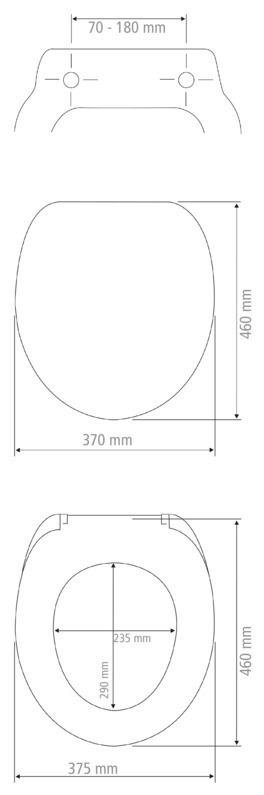 Abattant WC avec frein de chute "easy close", fixation inox 'fix clip", Duroplastique, surface antibactérienne, Vorno Neo Blanc  Abattant WC avec frein de chute, Fixation inox