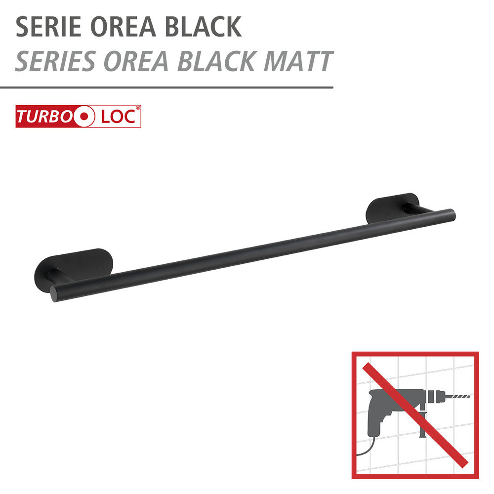 Turbo-Loc® Barre porte-serviette Uno Orea Black mat acier inox  fixer sans percer