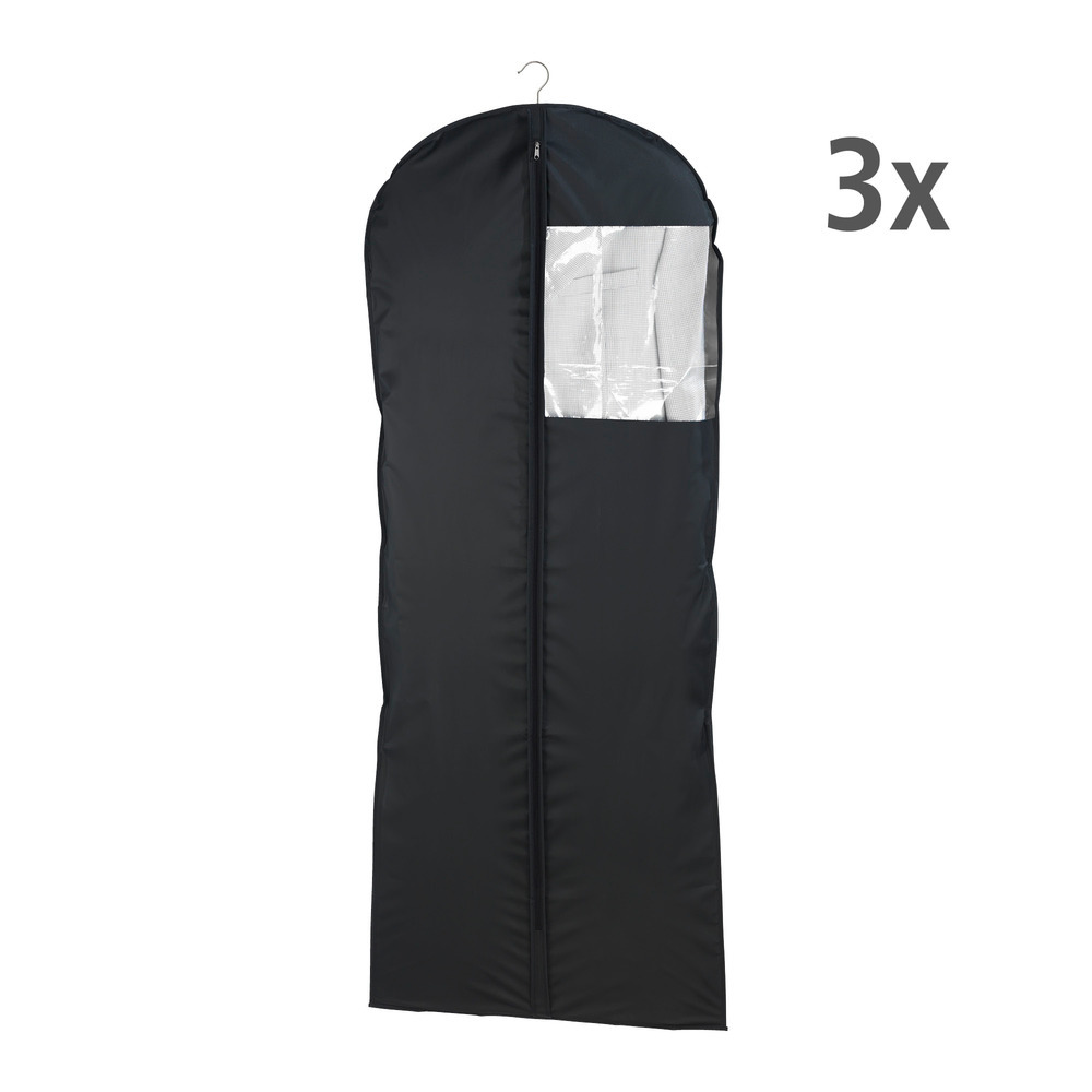 Ensemble de 3 housses à vêtements Deep Black, 60 x 150 cm  