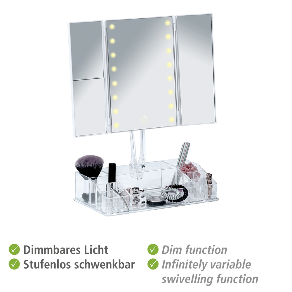 Miroir LED à poser avec organiseur Fanano  lumineux