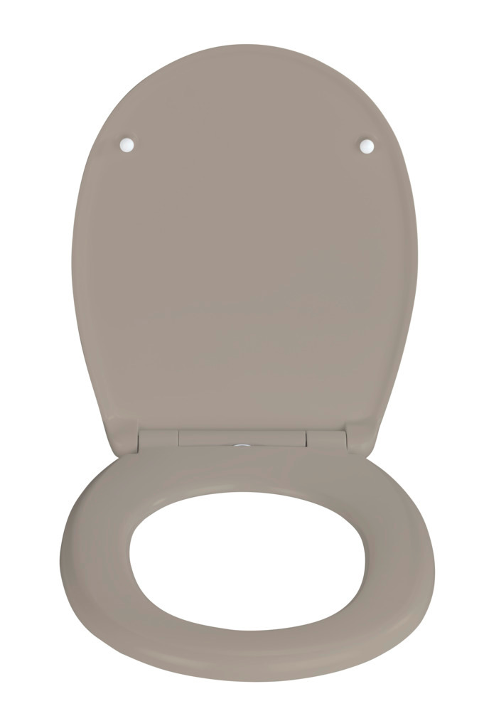 Abattant WC avec frein de chute "easy close", fixation inox 'fix clip", Duroplastique, surface antibactérienne, Vorno Neo Taupe  en plastique thermodurcissable antibactérien et stable