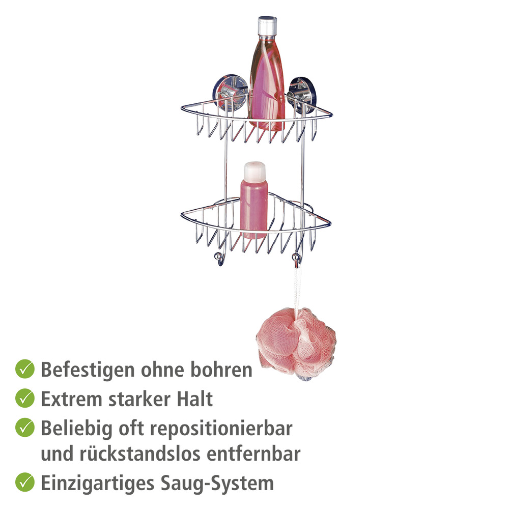 Vacuum-Loc® étagère d'angle à 2 niveaux Bari  fixer sans percer