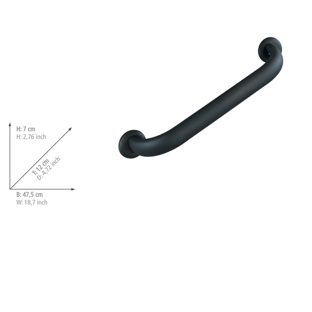 Barre d'appui WC, Barre d'appui Salle de Bain, L43 cm, Secura Premium, Anthracite  Poids max : 120 kg