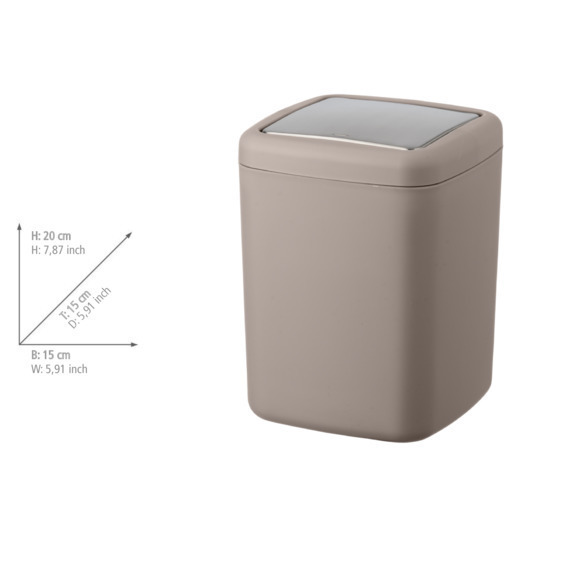 Poubelle Barcelona taupe  plastique spéciale, incassable, 3 l