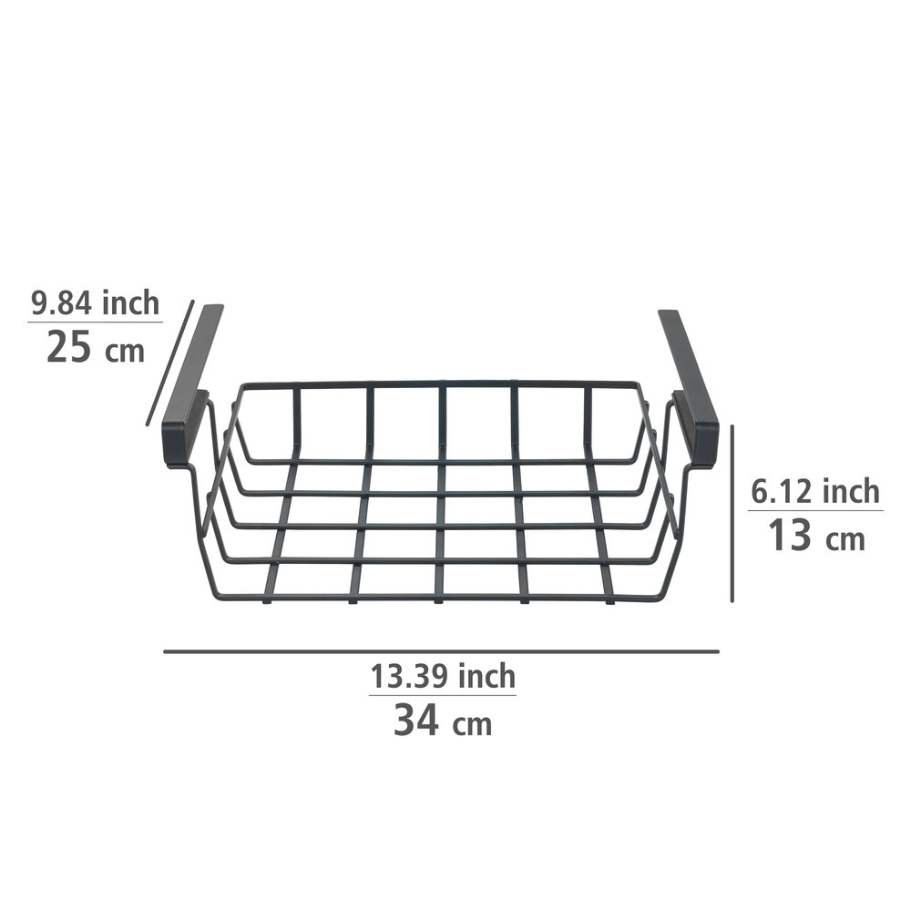 Panier d'accrochage d'étagère Klea Noir  pour armoire de cuisine ou armoire à vêtements