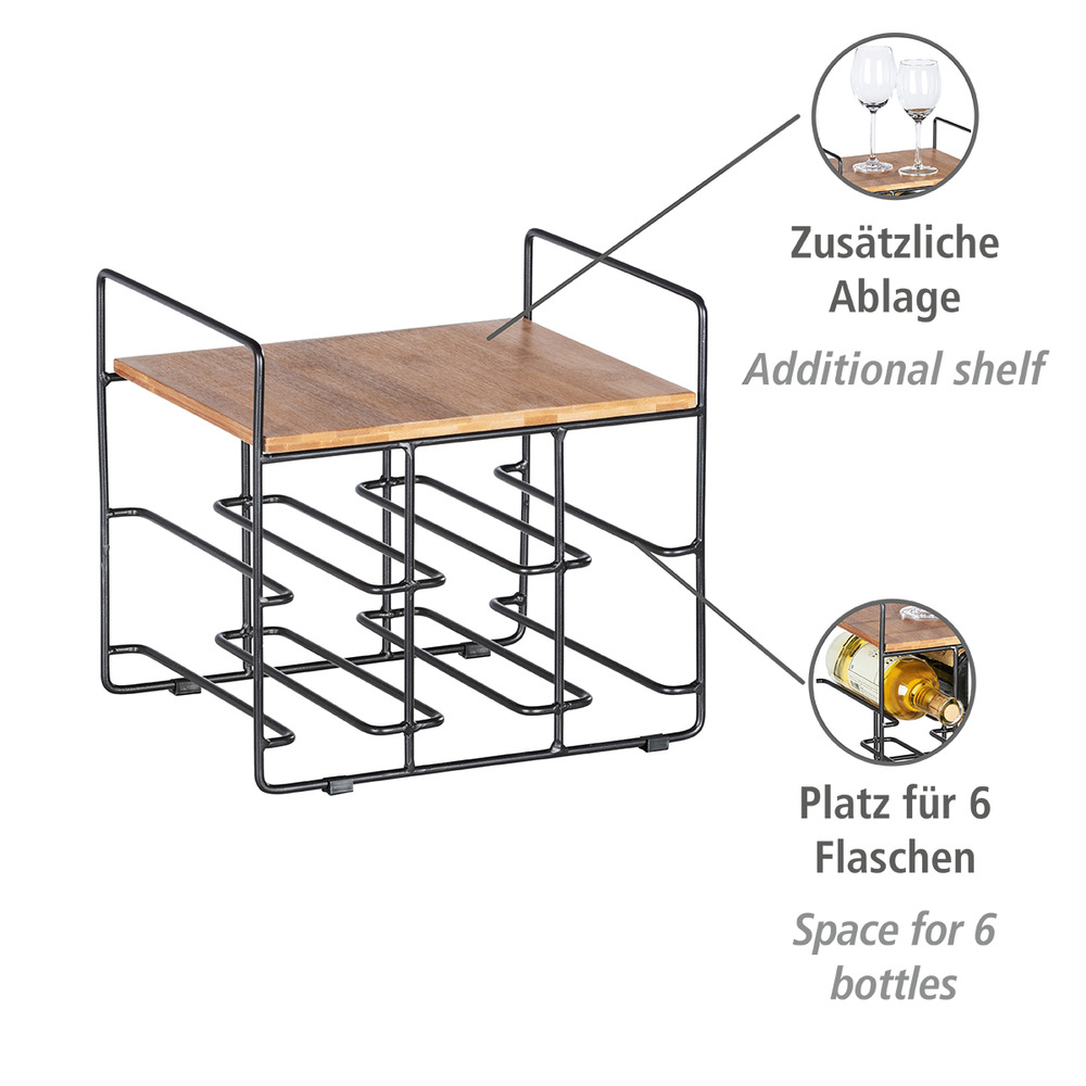 Étagère à vin Loft pour 6 bouteilles  bambou