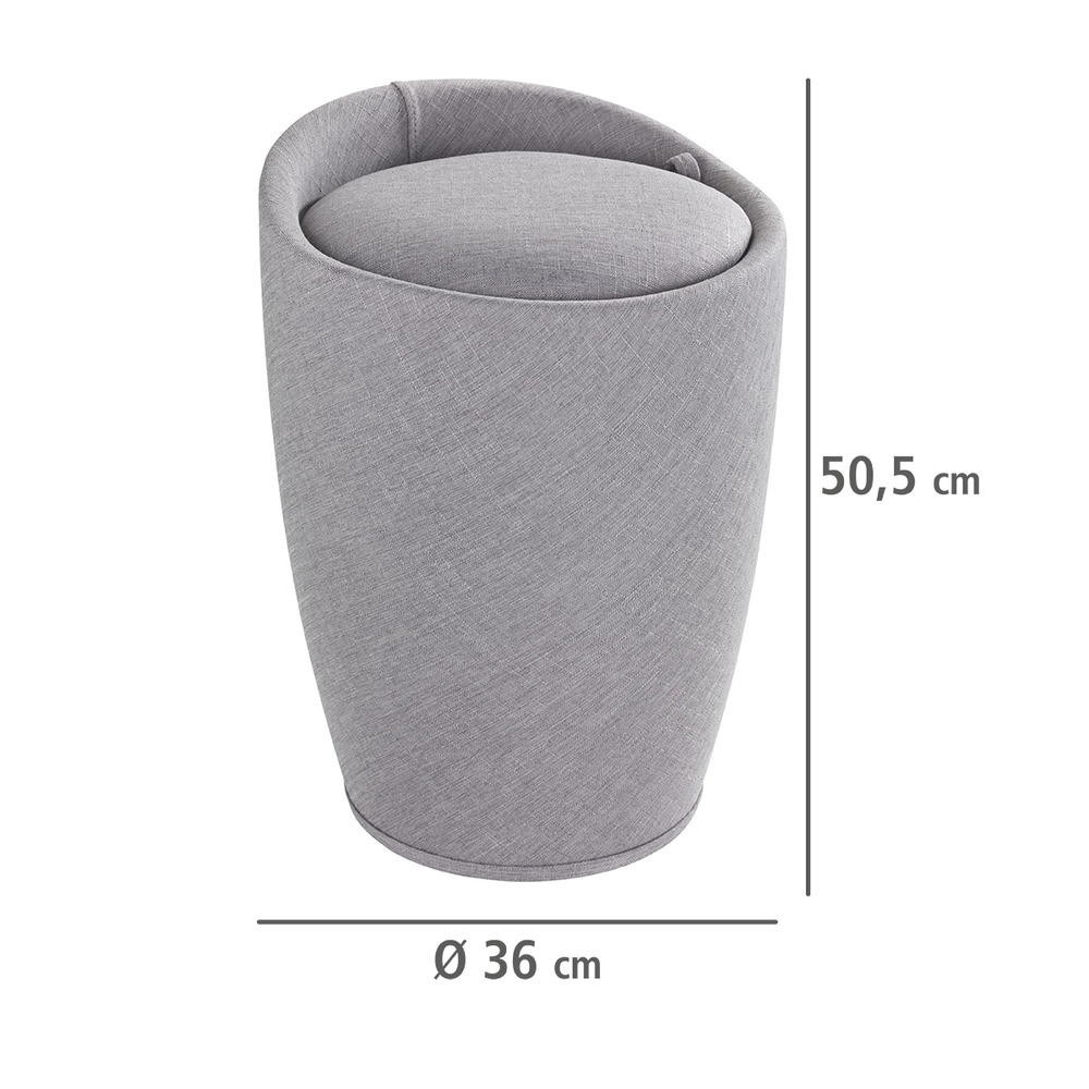 Tabouret de salle de bain Candy gris clair aspect lin  coffre à linge