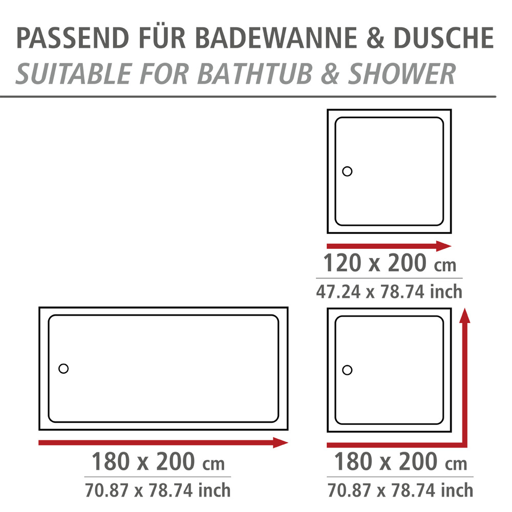 Rideau de douche Portugal  polyester, 180 x 200 cm, lavable