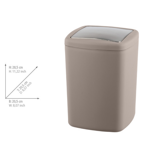 Poubelle Barcelona taupe  plastique spéciale, incassable, 8,5 l