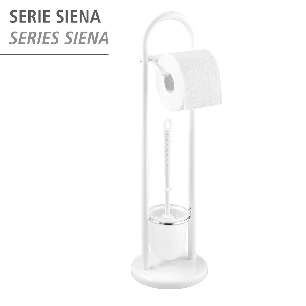 Combiné WC, brosse WC et dérouleur papier toilette, exclusif Siena blanc  en acier