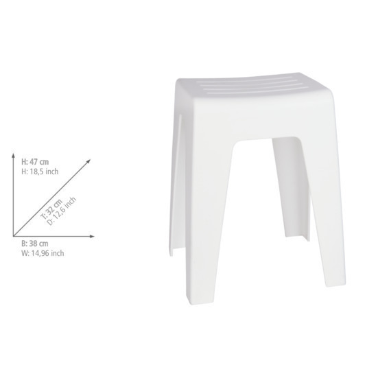 Tabouret pour salle de bain Kumba blanc  plastique