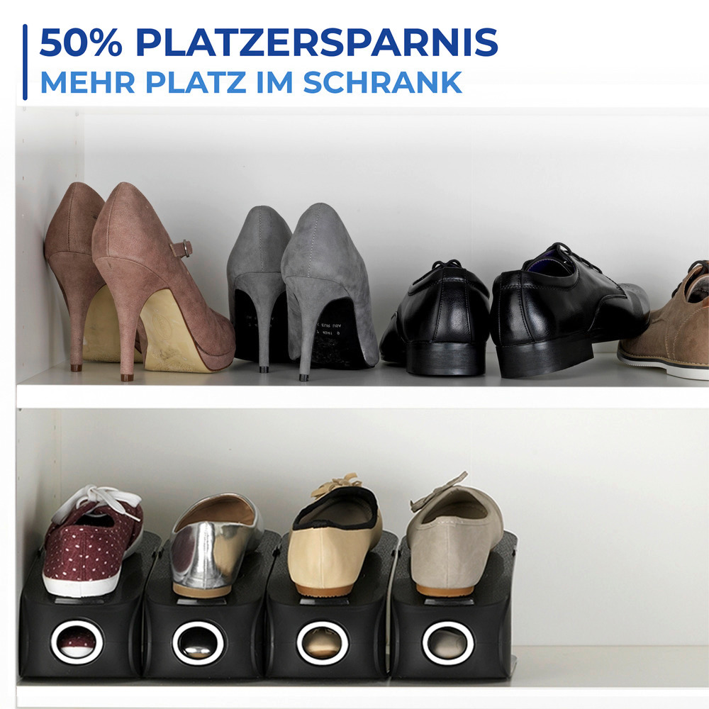 Support chaussures noir 4 p  jusqu'à 50 % de place en plus dans l'armoire à chaussures