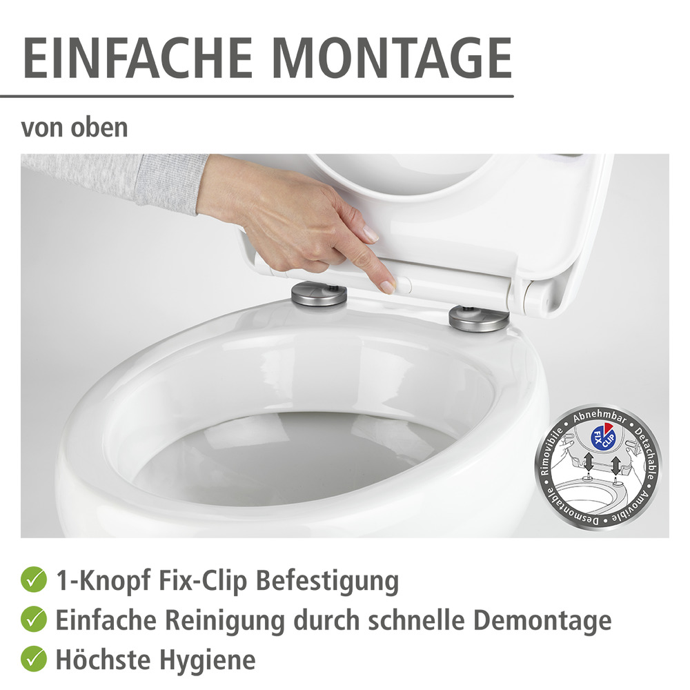 WENKO Abattant WC Original Droplets, abattant WC avec frein de chute, fixation inox Flix-Clip, Duroplast  fermeture douce