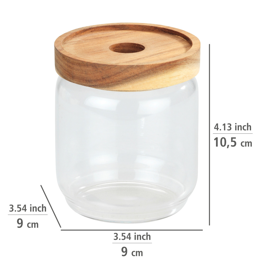 Boîte de conservation alimentaire Vido 0,45 litres  Boîte en verre avec couvercle en bois d'acacia