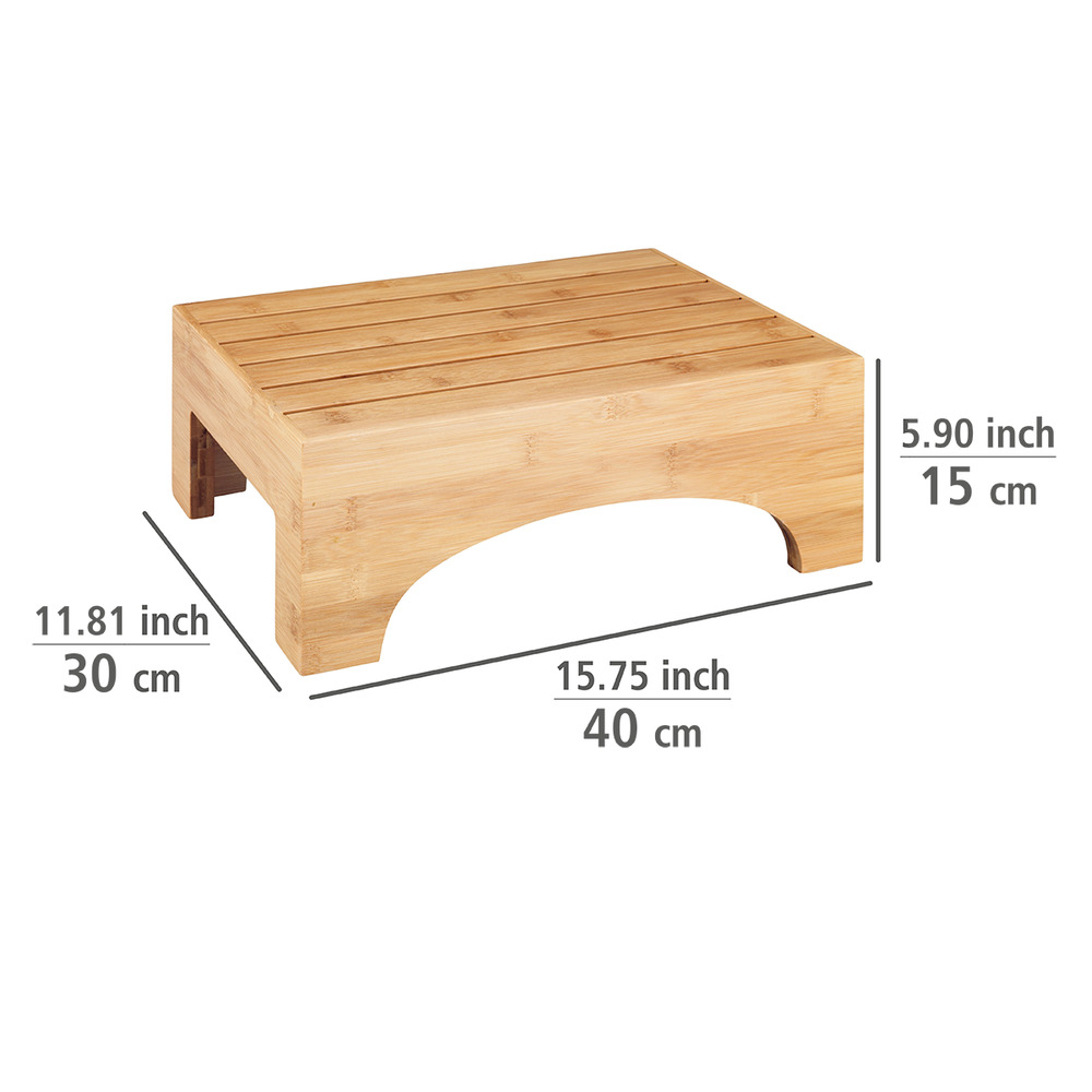 Marche pied salle de bain bois bambou, Bambusa, 40x30x15 cm  en Bambou