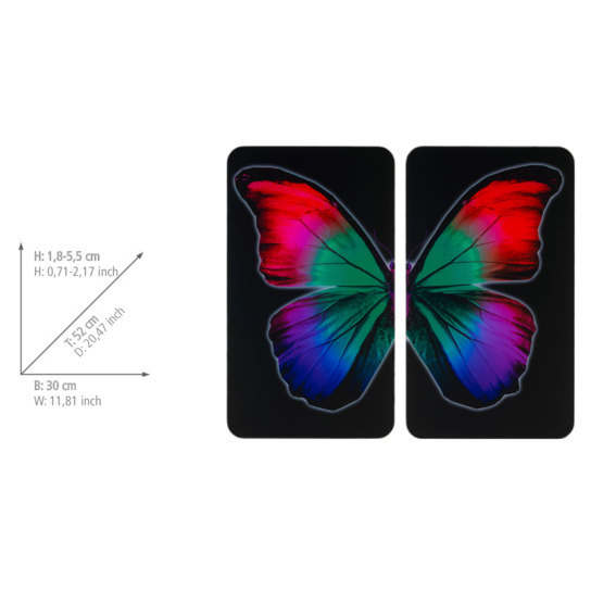 Protection plaque de cuisson en verre "papillon", lot de 2  pour tous les types de feux