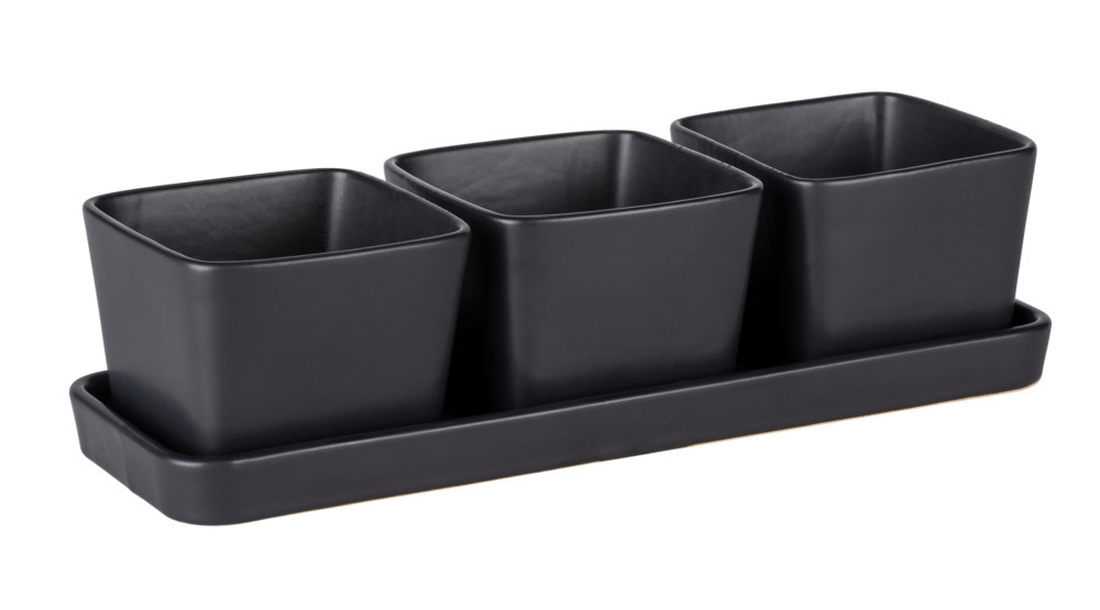 Set apéritif avec plateau et 3 coupelles Snack & Dip  Plateau avec 3 x 300ml