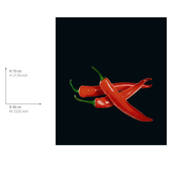 Fond de hotte, crédence cuisine verre "Hot Peperoni", 60x70 cm  Protection contre les éclaboussures pour la cuisinière ou l'évier