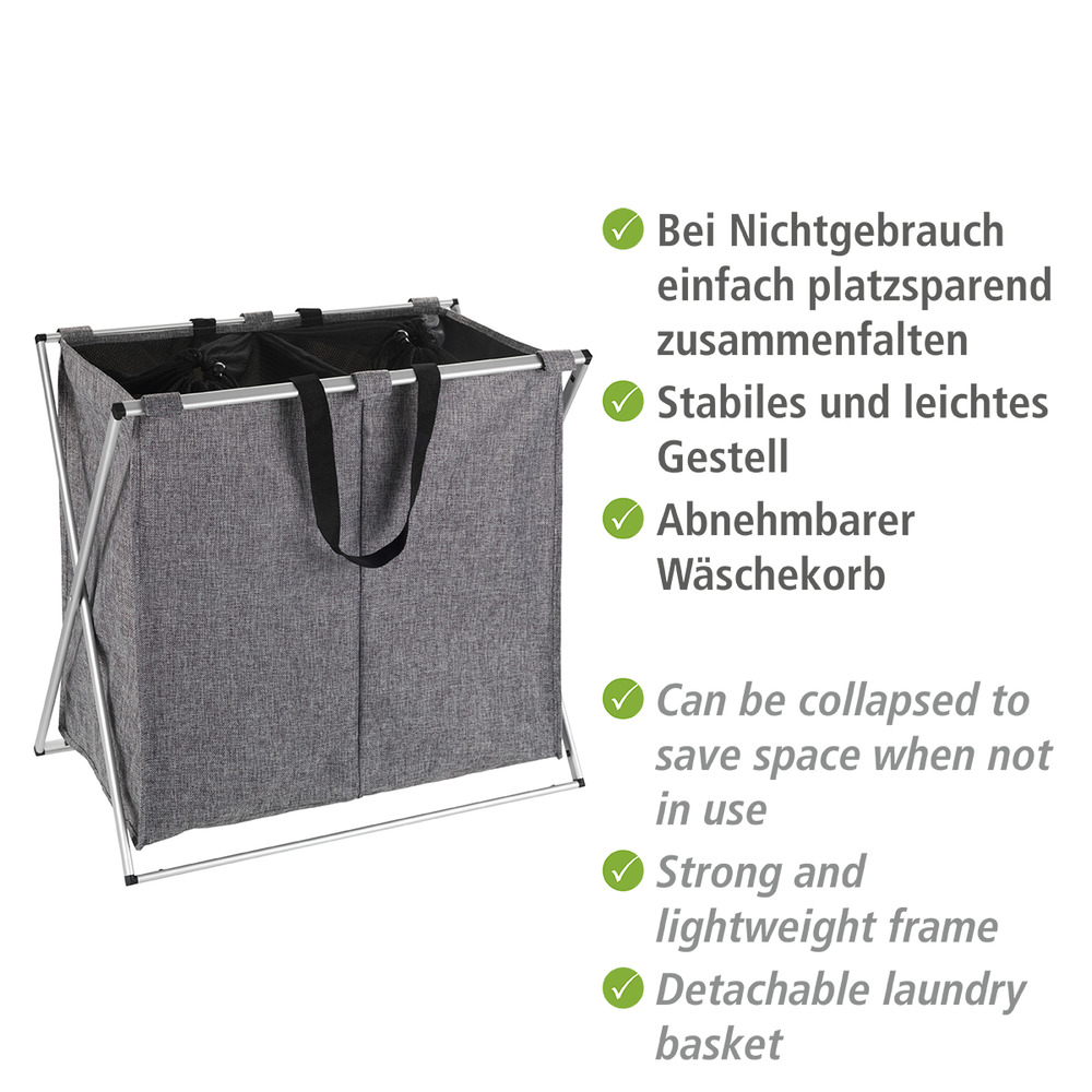 Panier à linge Duo gris chiné  Capacité : 120 litres