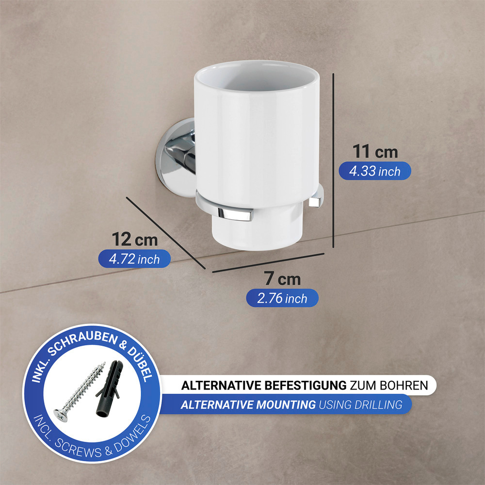 Porte-gobelet de brosse à dents UV-Loc® Isera  Fixation sans percer grâce à un système adhésif innovant