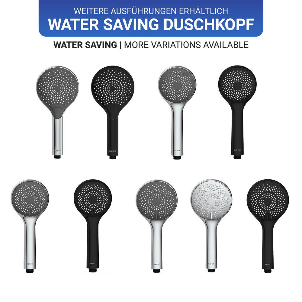 Pommeau de douche 3 jets, 40% économie d'eau, ø11 cm, finition noir mat, embout universel 1/2"  ø11 cm