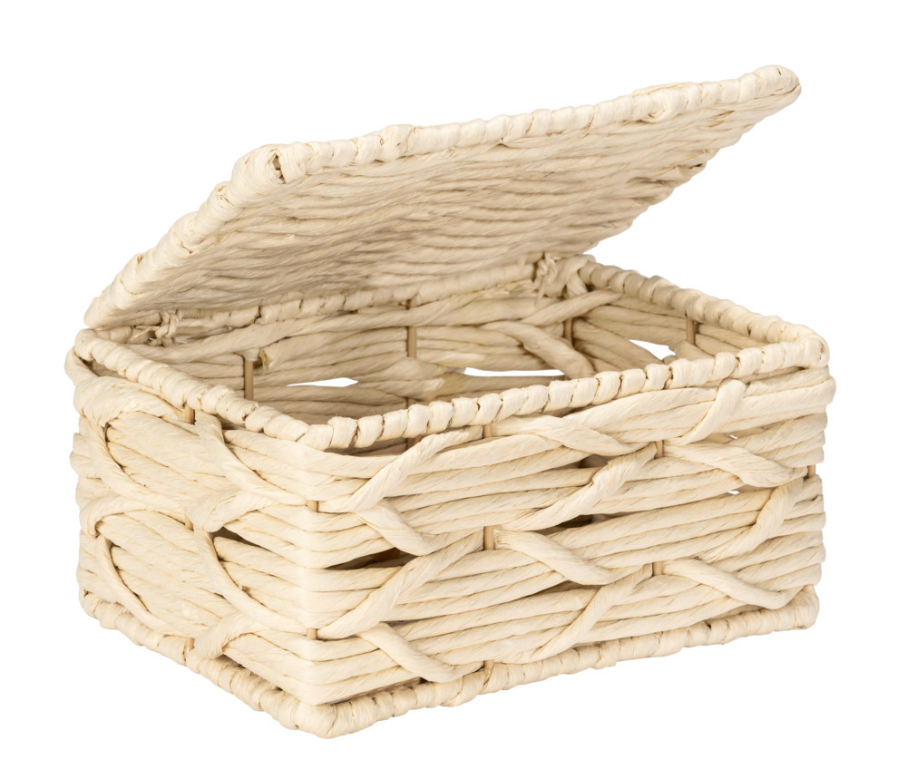 Boîte de rangement Vabriano Beige, avec couvercle  en papier tressé de qualité supérieure