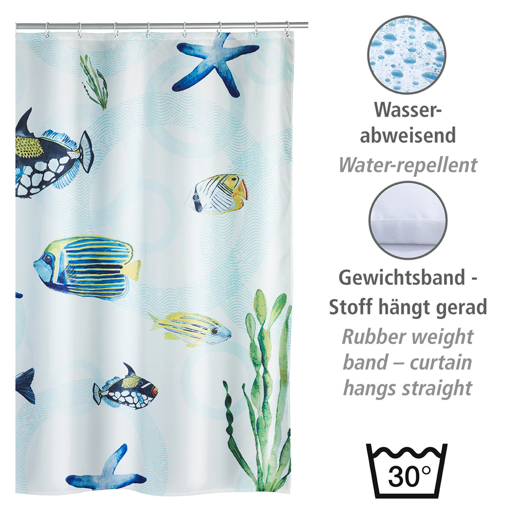 Rideau de douche Aquaria  polyester, 180 x 200 cm, lavable