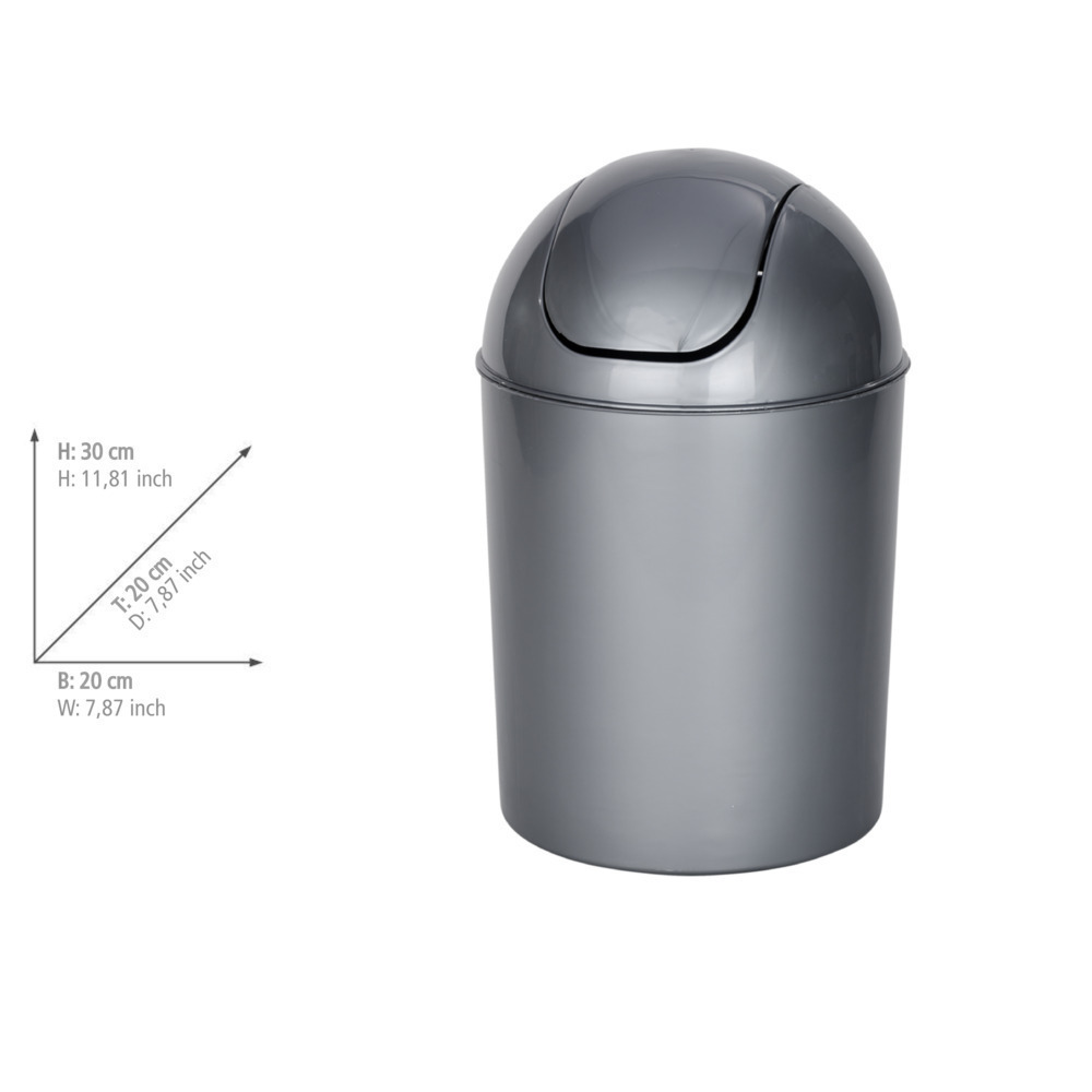 Poubelle à couvercle oscillant Economic gris  6 l, plastique