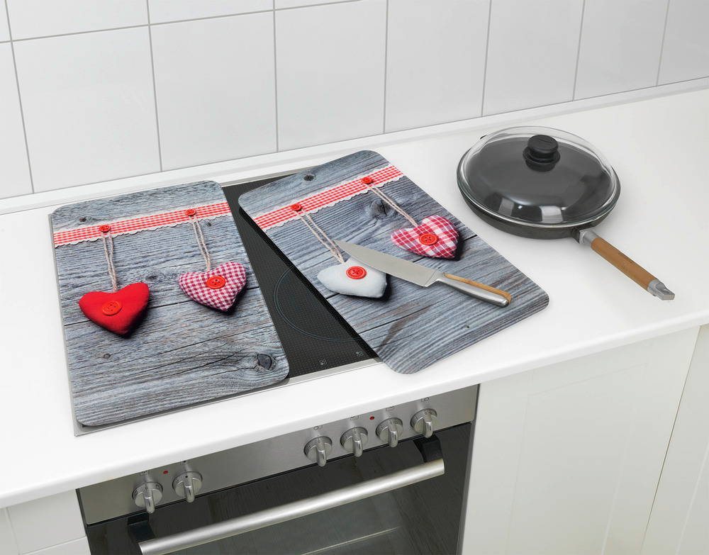 Plaque de Protection en Verre "Coeur"   pour tous les types de cuisinières