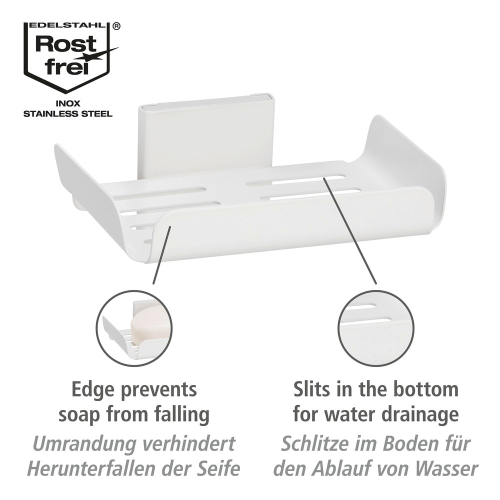 Turbo-Loc® porte-savon Ovaro Blanc mat  en acier inoxydable