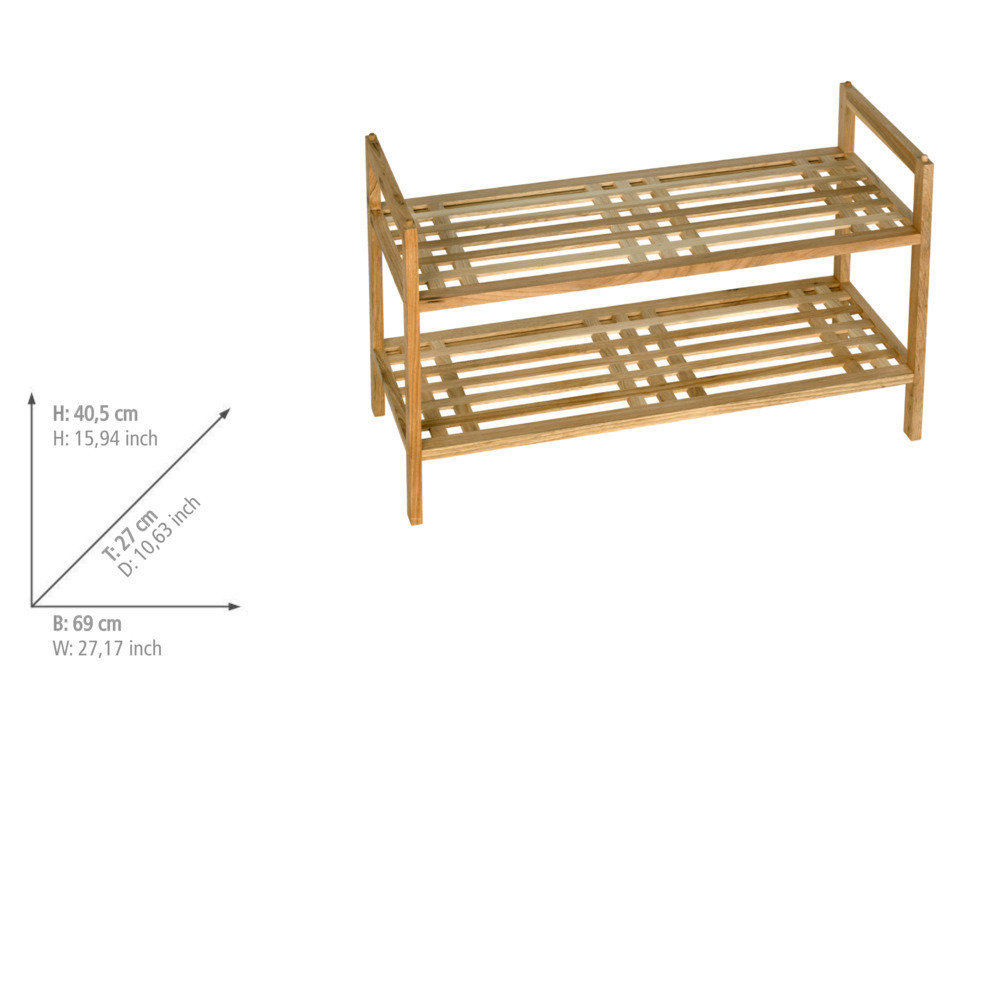 Meuble à chaussures, étagère à chaussures bois, Norway, 69x40.5x27 cm  2 tablettes, empilable