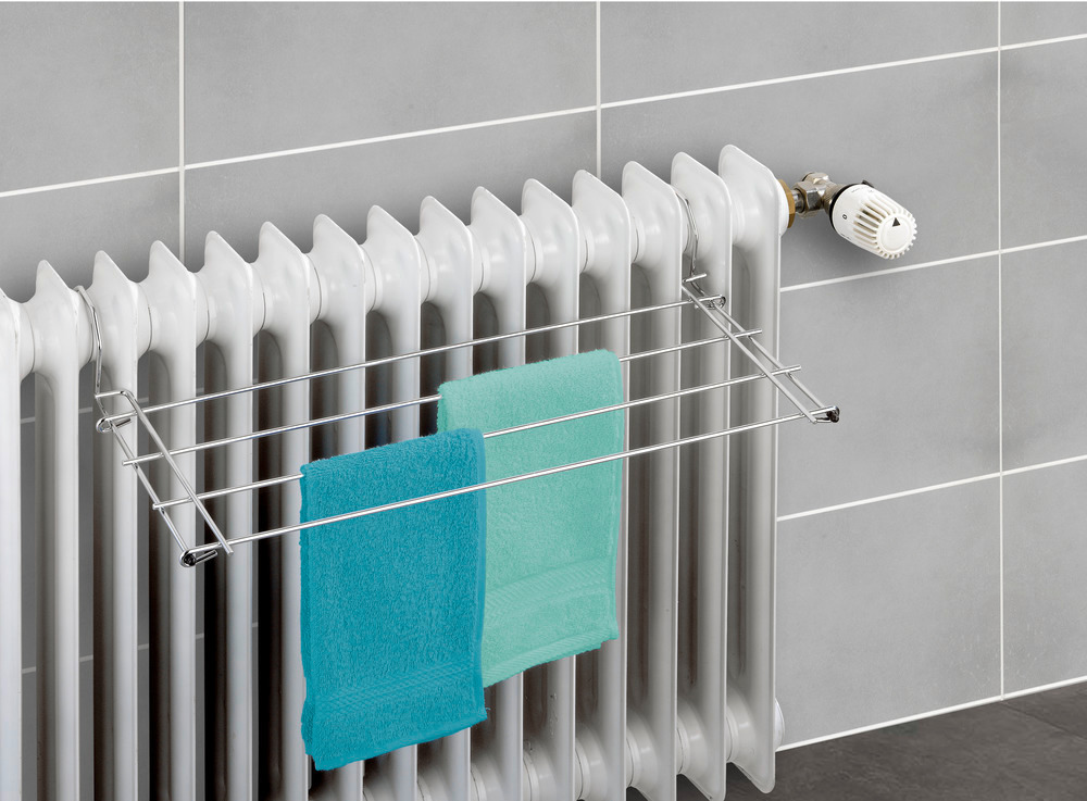 Etendoir linge pour radiateur, séchoir radiateur, chromé, 59x8,5x23 cm  espace de séchage supplémentaire dans le ménage