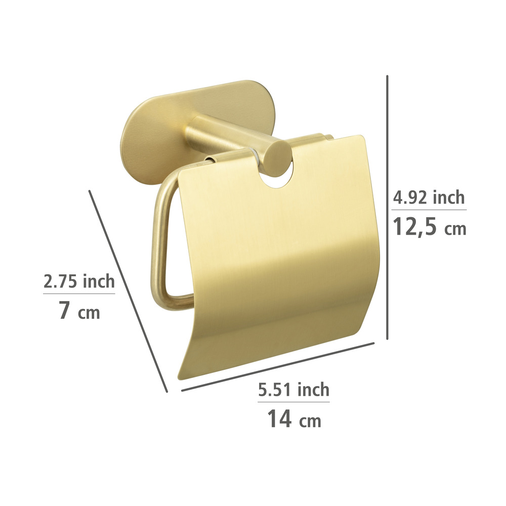 Porte-papier toilette Turbo-Loc® avec couvercle Orea or mat  Fixation sans perçage