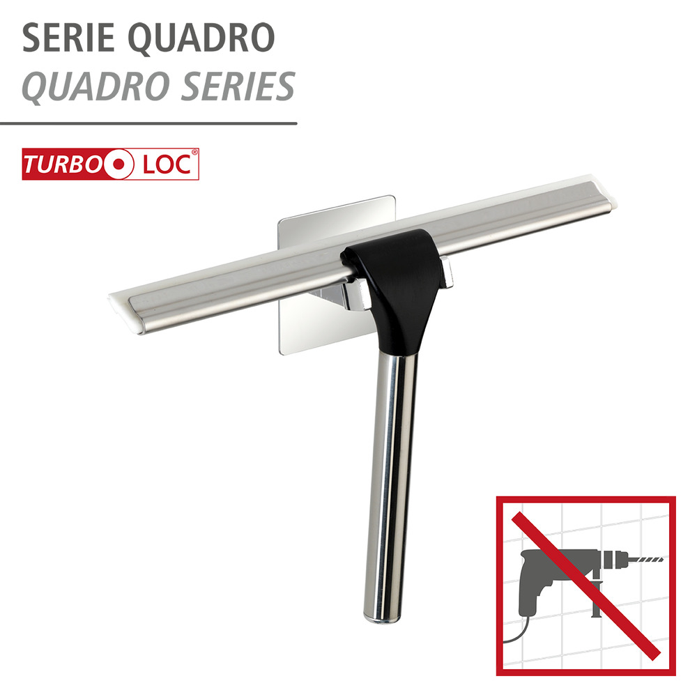 Turbo-Loc® raclette salle de bains Quadro  acier inox, fixer sans percer