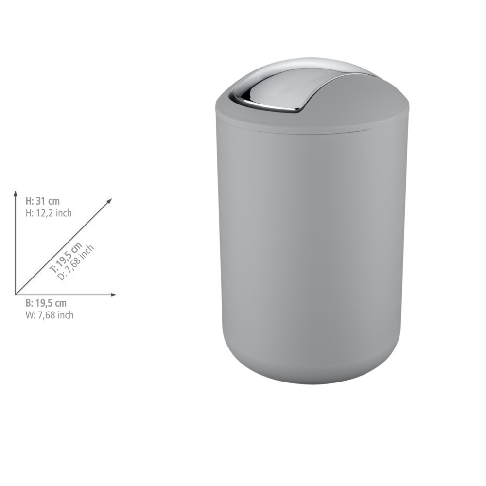 Poubelle à couvercle oscillant Brasil L gris  6,5 l