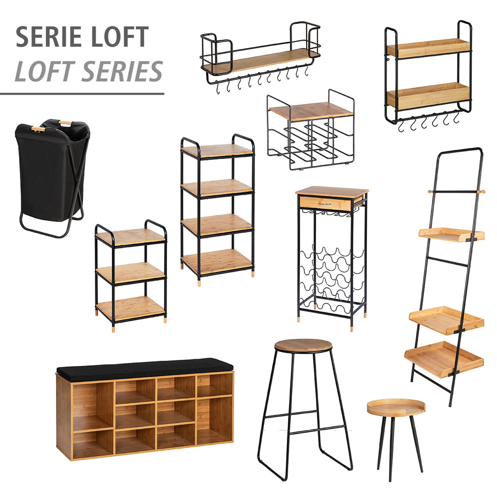 Étagère Loft, 4 niveaux  étagère bambou, 4 niveaux