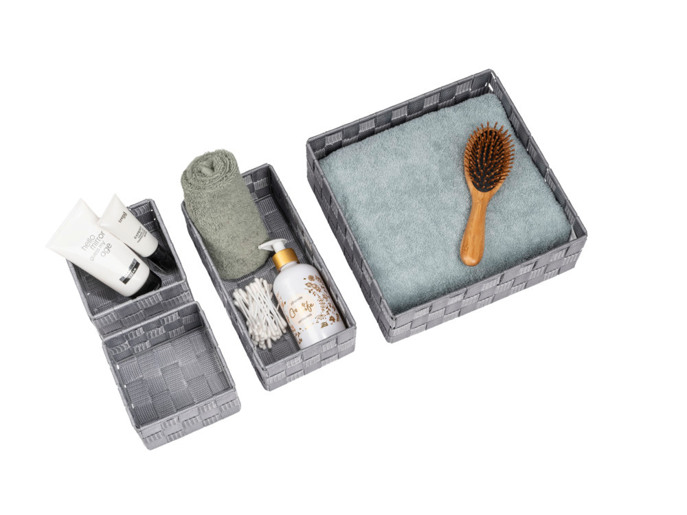 Set de corbeille Adria 4 pc gris  2 corbeilles de bain Adria S, 1 corbeille de bain M, 1 corbeille de bain L