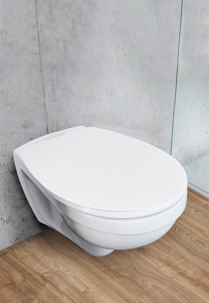 WENKO Abattant WC avec frein de chute Tavola abattant WC original fixation inox Flix Clip Duroplast ovale blanc 24080800