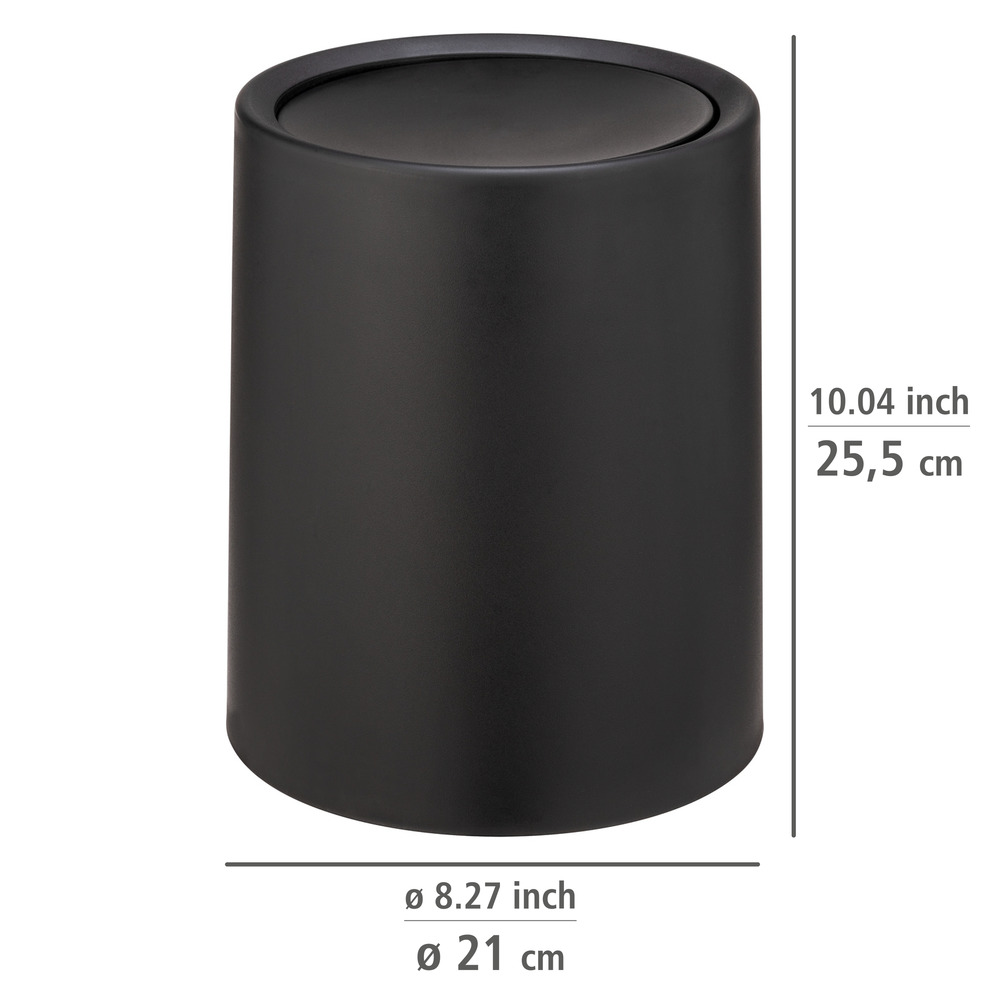 Poubelle Atri, 6l, Noir  Capacité : 6 litres