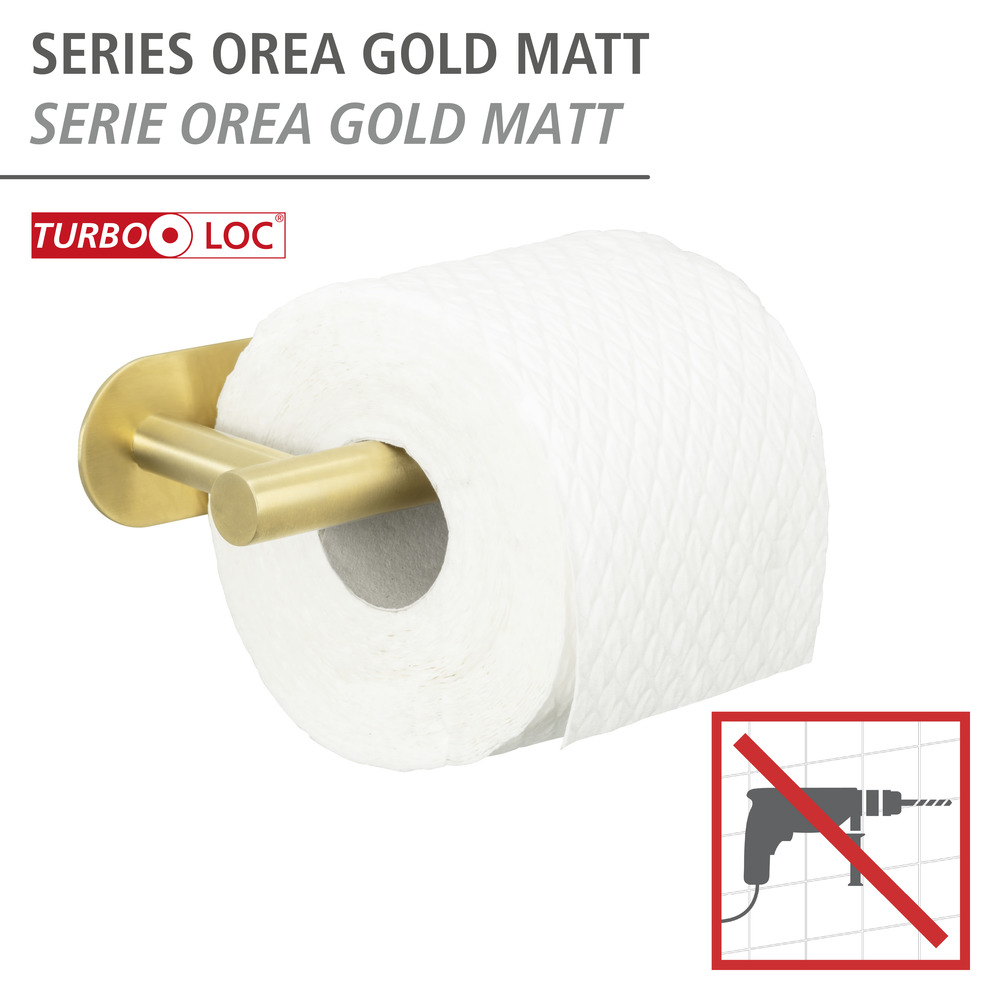 Porte-papier toilette Turbo-Loc® Orea or mat  Fixation sans perçage