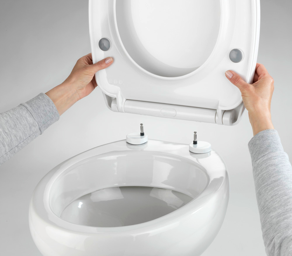 WENKO Abattant WC avec frein de chute Tavola, abattant WC original, fixation inox Flix-Clip, Duroplast, ovale, blanc  