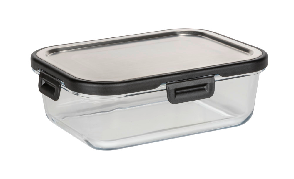 Boîte de rangement cuisine en verre Steel 1,0 litres  Couvercle en inox