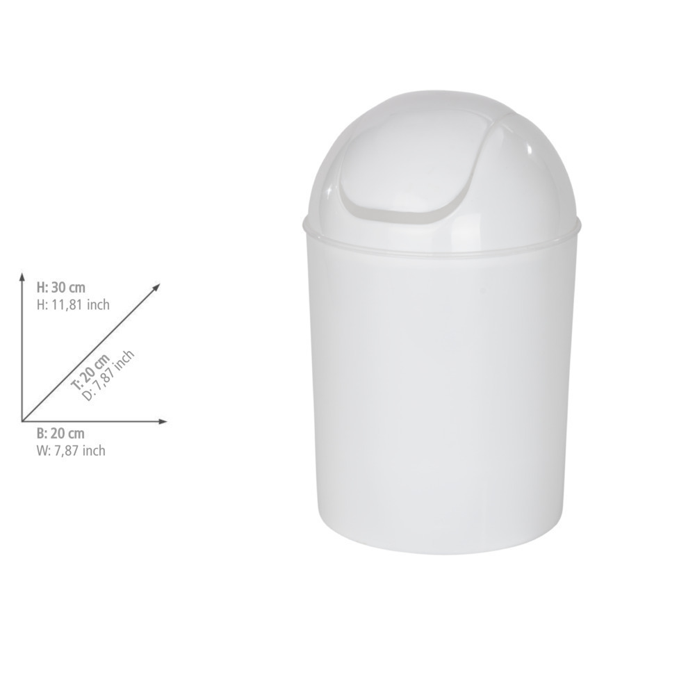 Poubelle à couvercle oscillant Economic blanc  6 l, plastique