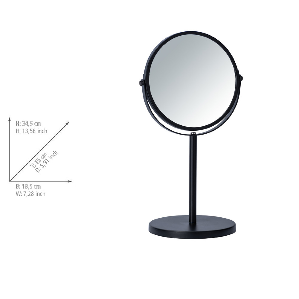 Miroir cosmétique Assisi Noir  Ø 17 cm