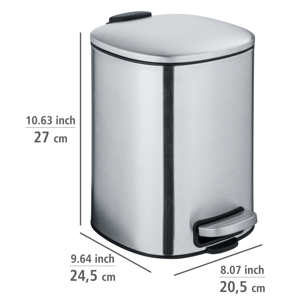 Poubelle à pédale Inox, petite poubelle salle de bain, 5L, Alassio, Mat  petite poubelle salle de bain